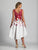Dave & Johnny - A5857 Deep V-Neck Floral Print High Low Dress in White