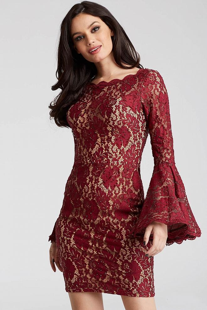 58594 Lace Bateau Sheath Dress