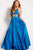 58600 Bedazzled Deep V-neck A-line Dress