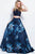 58610 Two Piece Sleeveless Floral Satin Gown