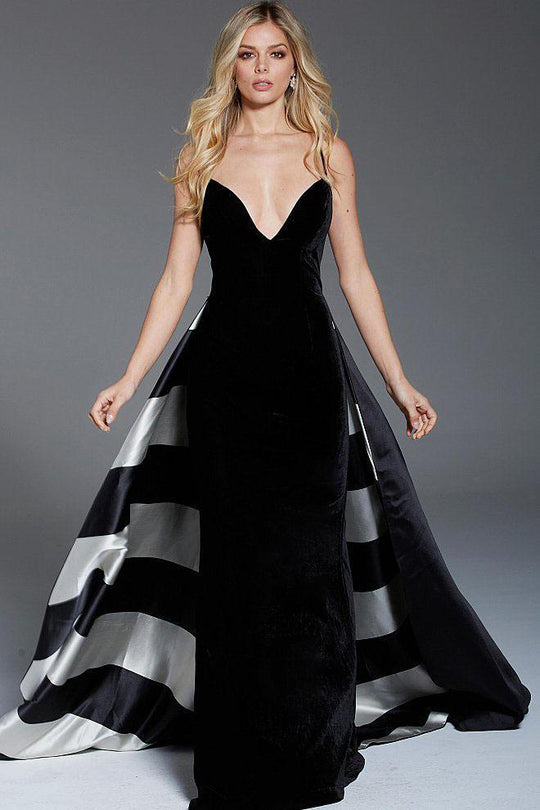 58612 Fitted V-Neck Dress with Overskirt