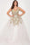 58631 Embroidered Deep V-neck A-line Dress