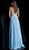 Jovani - 58632 Embroidered Deep V-neck A-line Dress in Blue