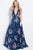 58646 Multicolored Floral Sequins Halter Prom Gown