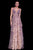 Jovani - Ruched V-Neck Floral Embroidered Evening Gown 58649  in Nude and Pink