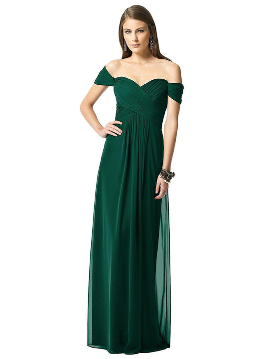 Dessy Collection - 2844 Ruched Off-Shoulder Evening Dress In Green