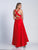 Dave & Johnny - A5869 Sleeveless Square Neck Satin Evening Gown in Red