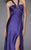 La Femme - 15160 Jeweled Halter Satin A-line Dress in Purple