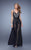 La Femme  - 21333 Lace Illusion Overlay Gown in Black