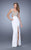 La Femme - 21469 Sleeveless Embroidered Cutout Gown in White