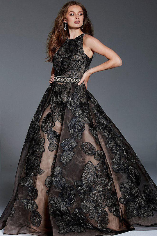 58914 Sleeveless Fitted Jewel Ballgown