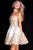 Jovani - Gold Embroidered Straight Neck A-line Dress 58938 In White And Gold