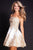 Jovani - Gold Embroidered Straight Neck A-line Dress 58938 In White And Gold