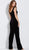 Jovani - 58964 Off Shoulder Velvet Jumpsuit Overskirt Gown in Black