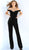 Jovani - 58964 Off Shoulder Velvet Jumpsuit Overskirt Gown in Black