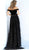 Jovani - 58964 Off Shoulder Velvet Jumpsuit Overskirt Gown in Black