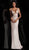 Jovani - Floral Embroidered Plunging V-Neck Gown 58984 In Pink and Multi-Color