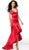 Jovani - Sleeveless V-Neck Satin High Low Dress 58997 In Red