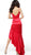 Jovani - 58997 Satin V-Neck High Low Trumpet Dress in Red