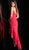 Jovani - Sleeveless V-Neck Satin High Low Dress 58997 In Red