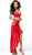Jovani - 58997 Satin V-Neck High Low Trumpet Dress in Red