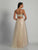 Dave & Johnny - A5899 Sleeveless Floral Print Tulle Evening Gown in Neutral