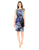 Anne Klein  - 10635522 Colorful Side Gathered Cocktail Dress in Blue and Multi-Color