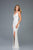 Scala - 48949 Sequined Plunging Halter V-neck Sheath Dress In White