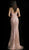 Jovani - 59056 Lace Appliqued V-Neck Gown In Pink