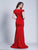 Dave & Johnny - A5908 Cutout Ruffled Sleeves Evening Gown in Red