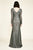 Tadashi Shoji - Beaded Lace Long Sleeve Trumpet Gown In Gray