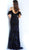 Jovani - 59228 Floral Embellished Scoop Evening Dress In Black and Blue