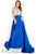 Rachel Allan Prima Donna - 5953 Long Sleeve Beaded Lace A-line Gown in Blue