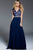 59441 Cap Sleeve Scalloped Lace Bodice A-Line Gown