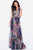 59452 Plunging Halter Neck Print Chiffon Prom Dress