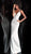 Jovani - 59481 Embellished Deep V-neck Glitter Trumpet Dress in Green