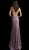 Jovani - 59592 Plunging V Neck Fitted Lace Evening Dress In Purple
