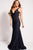 59631 V Neck Sleeveless Fitted Prom Dress