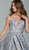 Jovani - 59632 Strapless Plunging Notched High Slit Ballgown in Gray and Gold