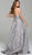 Jovani - 59632 Strapless Plunging Notched High Slit Ballgown in Gray and Gold