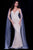 59649 Embellished Deep V-neck Sheath Dress With Chiffon Tails