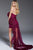 59662 Bow Accented Deep V-neck High Low Dress