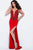 59692 Deep V-neck Floral Embroidered High Slit Gown