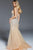 59717 Beaded Deep V-neck Tulle Trumpet Dress