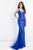 Rachel Allan Prima Donna - 5975 Sheer Beaded Layers Evening Gown in Blue