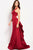 59769 Fitted V Neck Ruffled Evening Dress