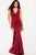 59769 Fitted V Neck Ruffled Evening Dress