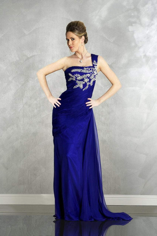 MNM Couture - 5977 Bejeweled One Shoulder Dress In Blue