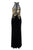 Cachet - 59820 Gilt Floral Embroidered Illusion Halter Gown In Black and Gold