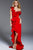59828 Asymmetrical Surplice Bodice Ruffled Sheath Gown